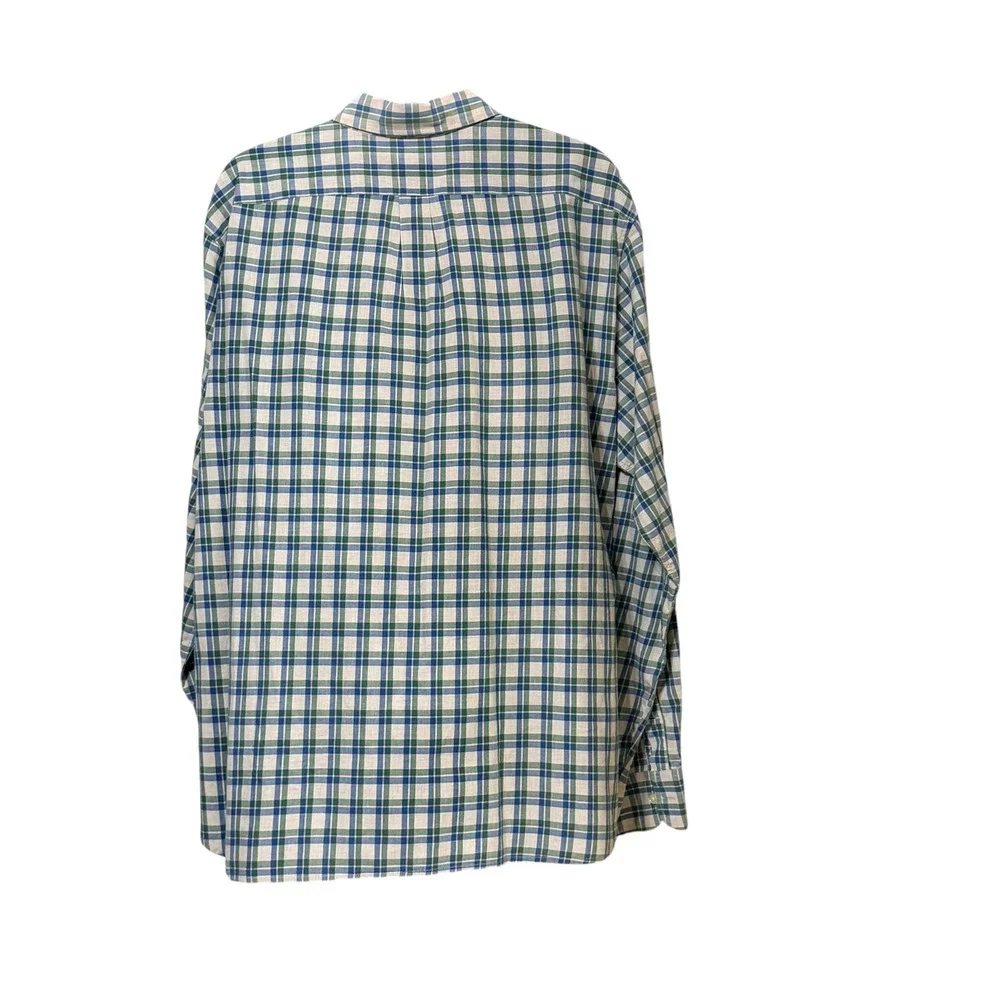 J. Crew Mens XL Classic Fit Plaid Button Down Shirt Blue Green White Cotton